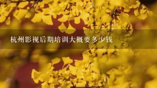 杭州影视后期培训大概要多少钱