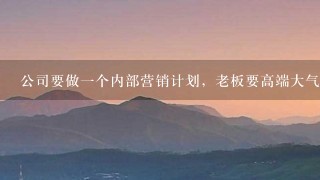 公司要做1个内部营销计划，老板要高端大气的名字，4个字。XX计划。烈火计划、飞鹰计划老板说太土了。